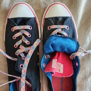 Converse Black rainbow canvas sneakers